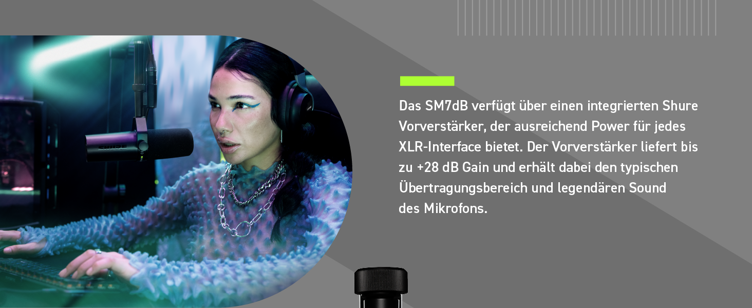 Мікрофон Shure SM7dB - динамічний вокальний мікрофон для радіо, подкастів та запису, XLR, теплий звук