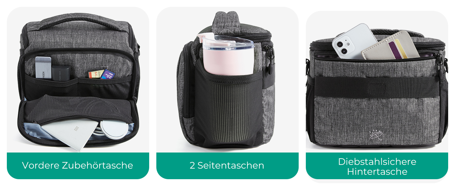 Сумка для камери Bagsmart: DSLR, SLR, System Camera, Об'єктиви та Аксесуари (Сіра)