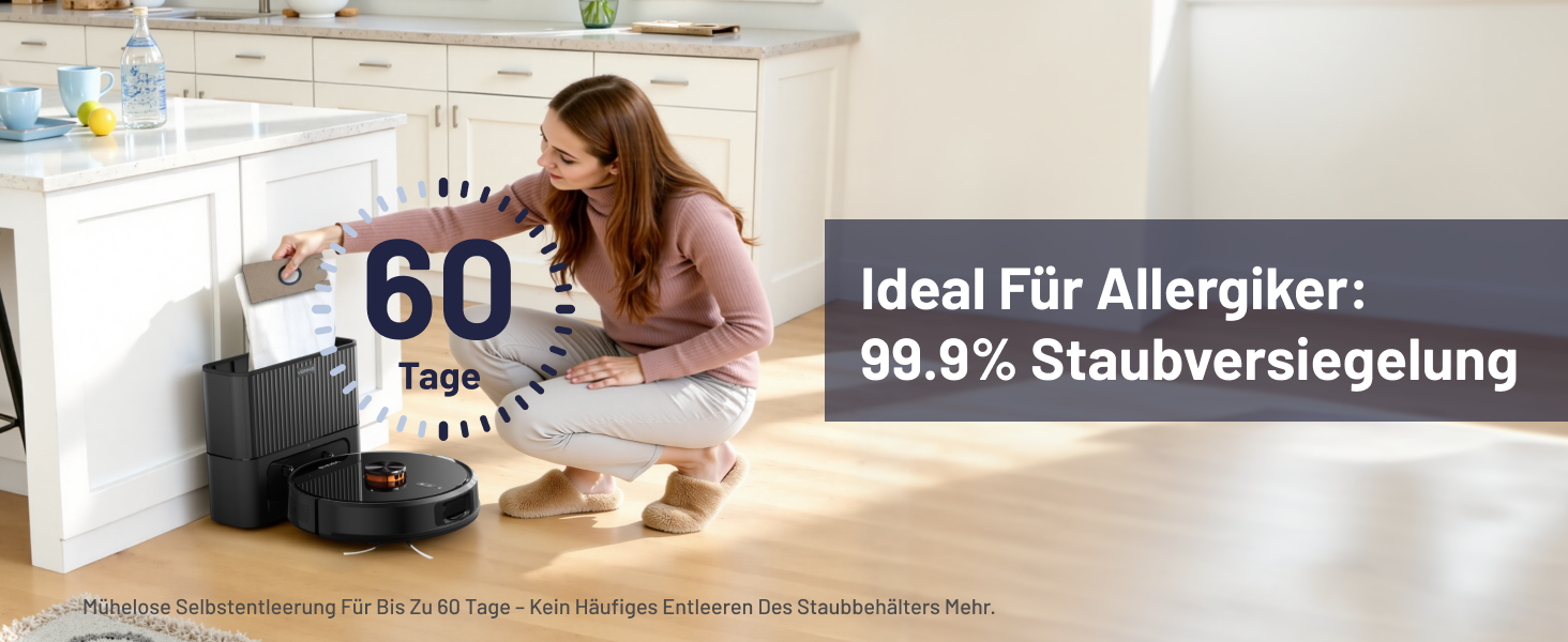 Робот-пилосос VONKO S6 Pro з функцією миття та док-станцією, 6000Pa, LiDAR 2.0, 180 хв, для тварин та килимів