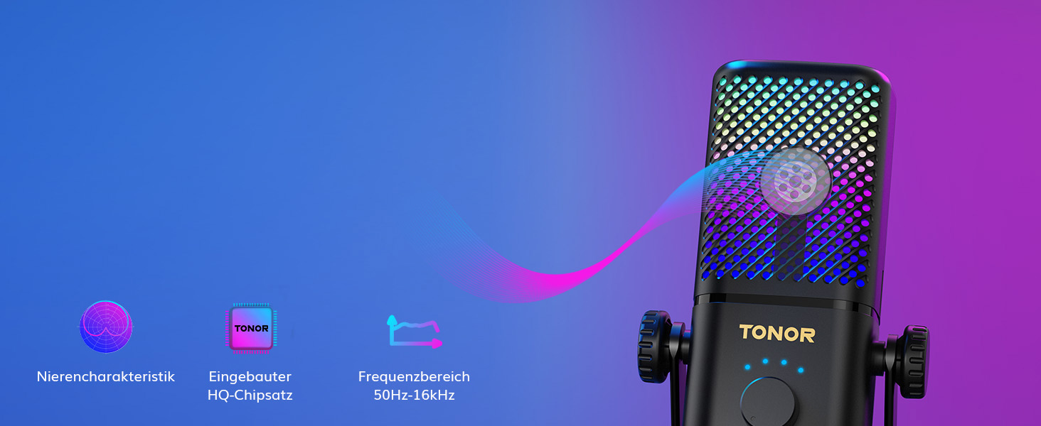 Мікрофон TONOR TCX3 для Xbox з RGB підсвічуванням та контролем Gain, акумулятор 30 годин, для стримінгу та подкастингу, сумісний з відеокартами