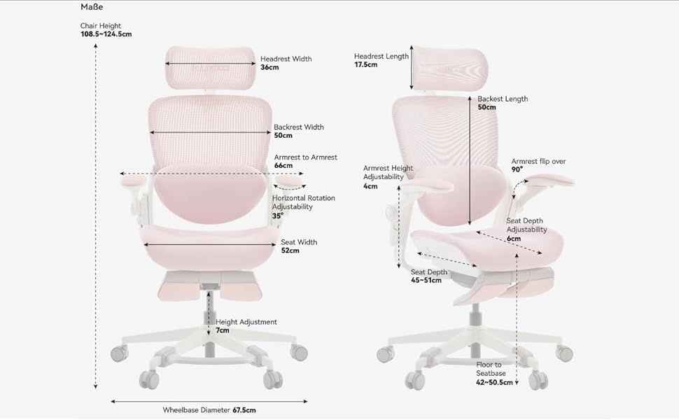 Ергономічне крісло для жінок MUSSO E80 Muse FemmePosture™ - регулювання на 135°, 3D-підтримка попереку, 17см 4D-підголівник, висувна підніжка, регулювання глибини/висоти сидіння, регульовані підлокітники (Бежевий)