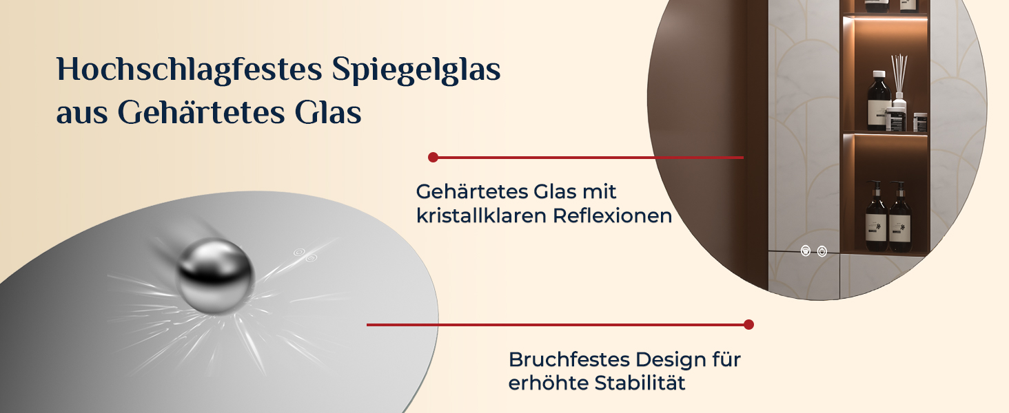 Дзеркало для ванної кімнати Keonjinn кругле, 60см з підсвічуванням, антизапар, сенсорне управління, пам'ять, 3 кольори світла, регулювання яскравості, LED, без рамки