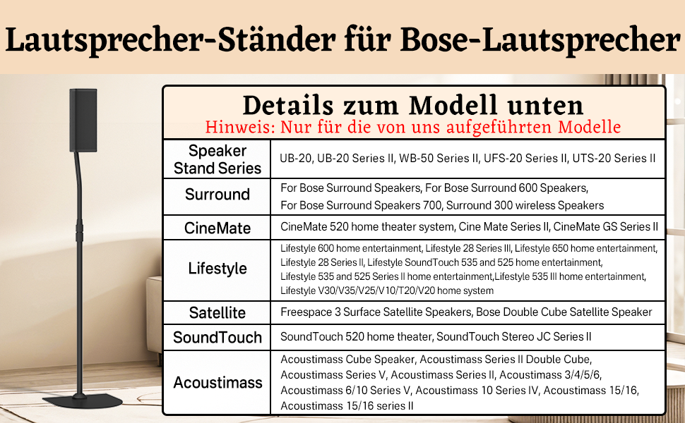 Регульована за висотою підставка для колонок Bose з кріпленням Slideconnect, для Bose Surround 700, OmniJewel Lifestyle 650, CineMate GS Series II