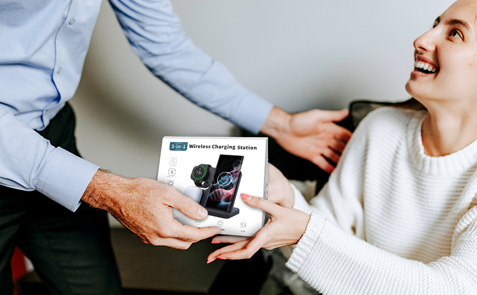 Seacosmo Бездротова зарядна станція 3-в-1, 18W для Samsung Galaxy Watch 8/7/Ultra/6/5/4/3/Pro, S24/23/22/21/Plus/Ultra та Buds