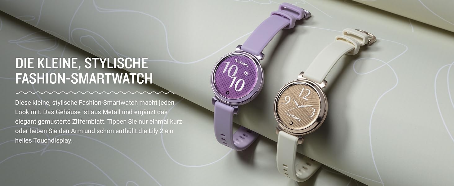 Розумний годинник Garmin Lily 2 [відновлений] - стильний аксесуар з преміум-люнеткою, 2.54 см сенсорний дисплей, до 5 днів роботи від акумулятора, відстеження здоров'я та фітнесу для жінок, сповіщення зі смартфона [відновлений]