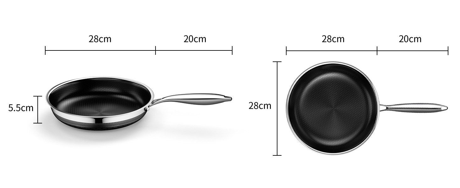 Набір сковорідок Innerwell Hybrid Edelstahl Profi 20+24+28 см - індукційні, з антипригарним покриттям Titan-Keramik, для всіх плит, PFOA-free