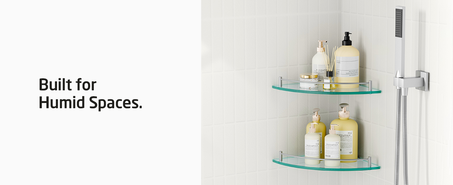 Скляна поличка для душу KES - 2 шт. з нержавіючої сталі (SUS304) для ванної кімнати