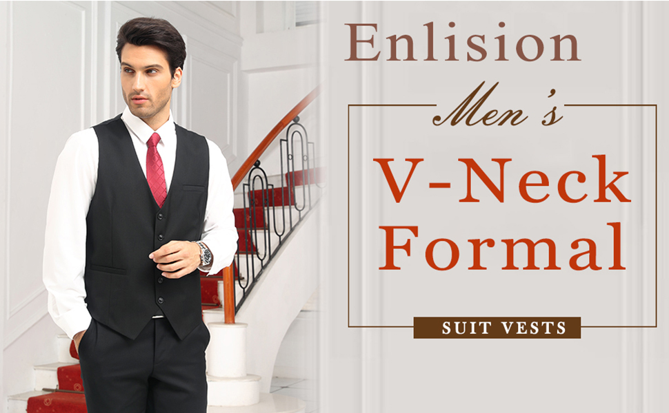 Енлізіон Жилет для чоловіків: формальний однотонний жилет для весілля, елегантний костюмний жилет, бізнес-жилет з кишенями, розміри XS-4XL, темно-синій