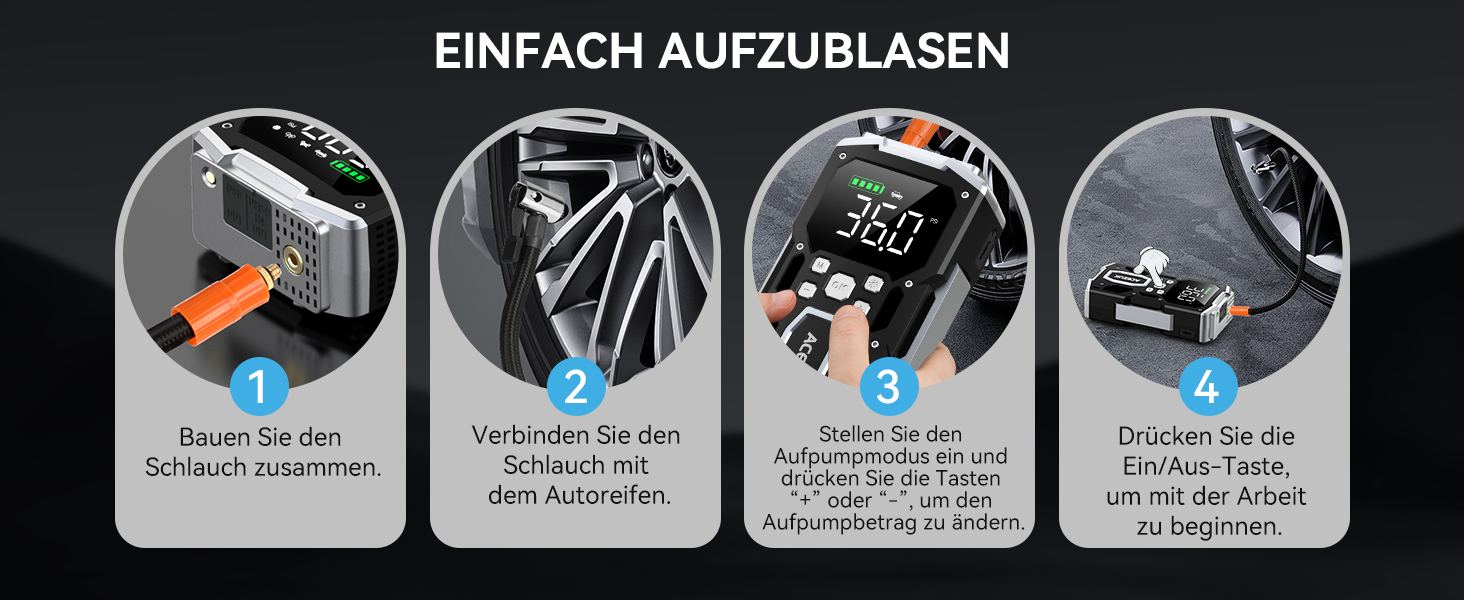 Powerbank Starthilfe 8000A для автомобіля з LED-ліхтариком та великим екраном (8000A, чорний)