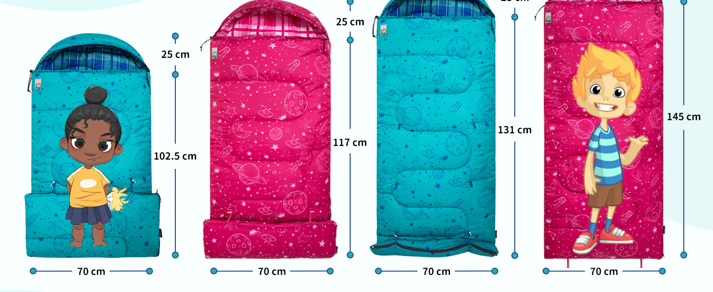 KingCamp Kids Sleeping Bag - Winter Warmth, 3-4 Season Comfort for Camping & Trekking - 170x70cm, 7°C Rating, Adjustable Length