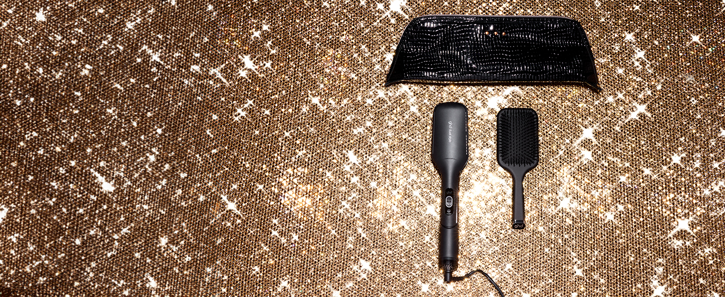 Гладка щітка ghd Glide: для шовковистого та блискучого волосся, випрямляє та укладає сухе волосся, без пуху, для всіх типів волосся, без пошкодження волосся (Подарунчий набір Black)