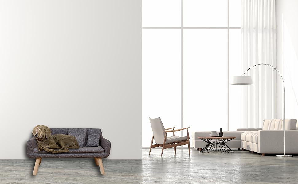 Диванчик для собак Rohrschneider Chicago | Миється, для собак маленьких та середніх порід | Макс. вага 50 кг | Зручний, сірий, розмір 103x57x50 см | З аксесуаром для збору відходів