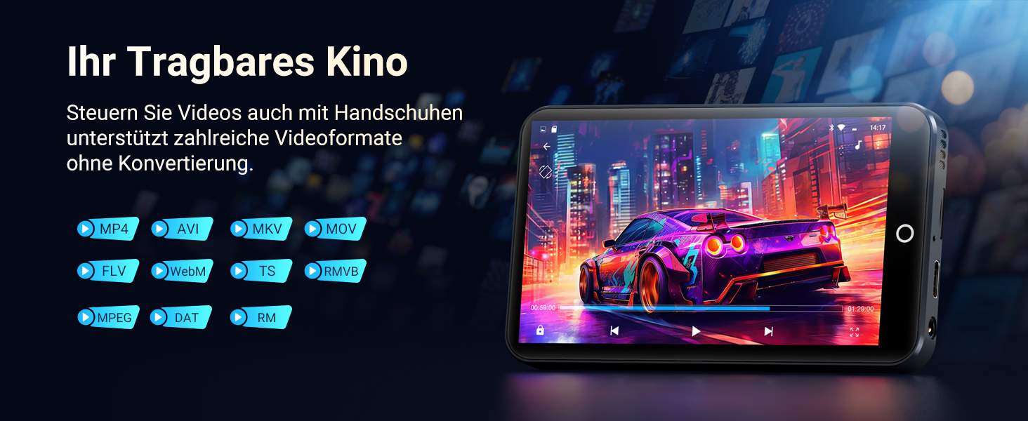 MP3 плеєр Mechen 160GB з Wi-Fi, Bluetooth, Android 13, 4