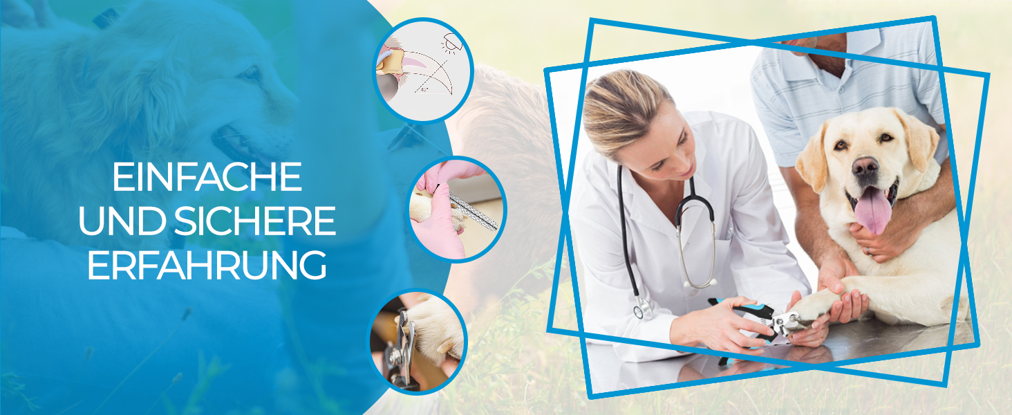 Професійні когтерізки для собак та котів Candure з пилочкою, нержавіюча сталь, 15 см, блакитні