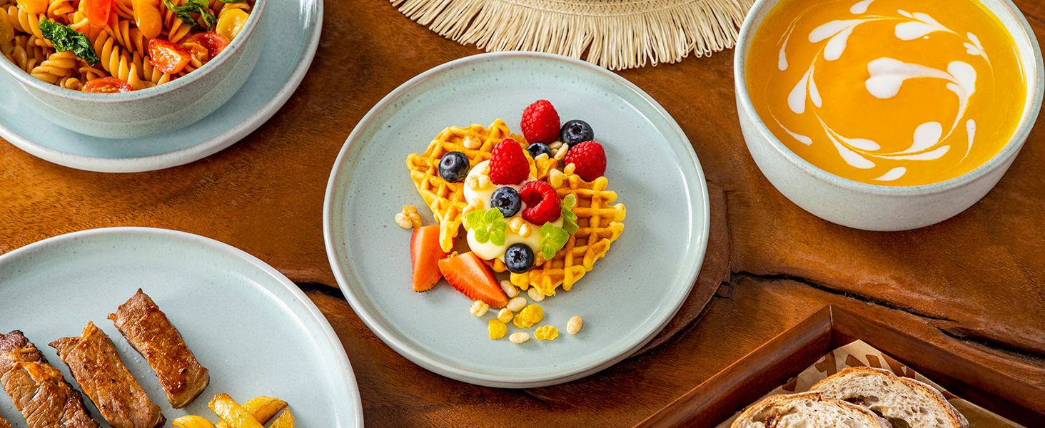 Набір посуду Steingut vancasso ANYA Mintgrün (18 предметів) - 6 осіб, сучасний сервіз з тарілок та мисок, сумісний з посудомийною машиною та мікрохвильовою піччю