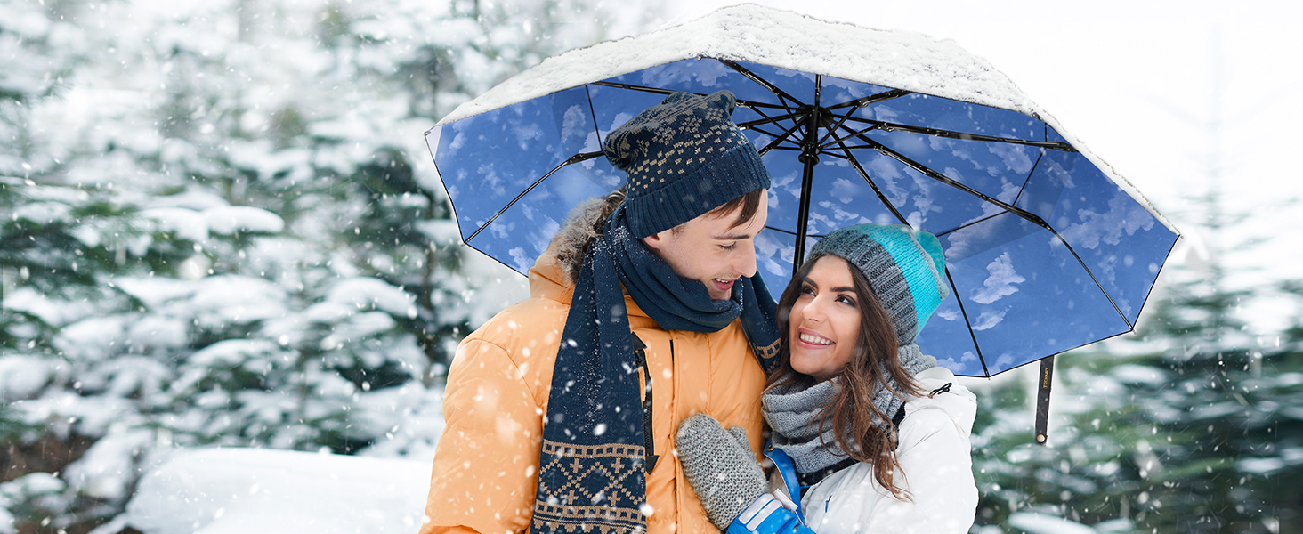 TECKNET Парасолька від вітру, велика автоматична парасолька з 10 спицями, 104 см, для чоловіків та жінок (Небесно-блакитний)