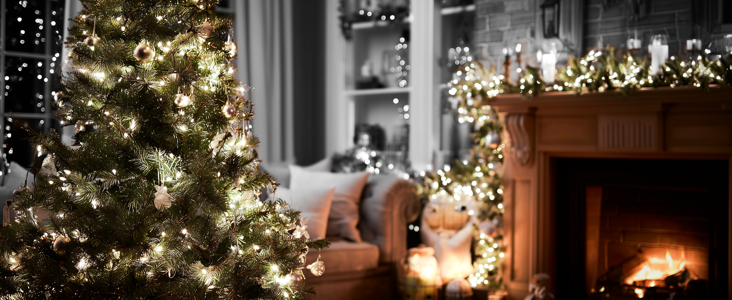 Гірлянда світлодіодна для прикраси саду, дому, на Різдво, 30м, 230 LED, тепле біле світло, 8 режимів, з пультом, вологостійка