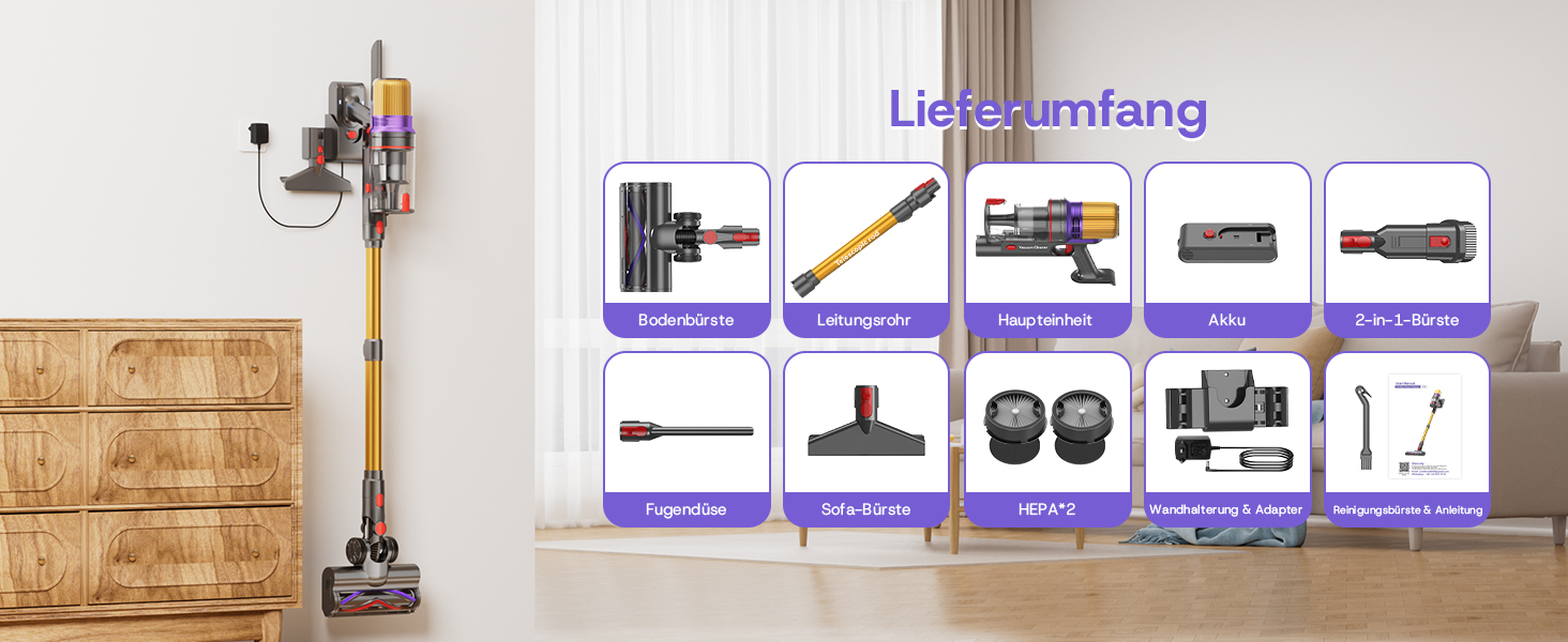 Бездротовий акумуляторний пилосос V16 600W з LED-дисплеєм та автоматичним режимом. Підходить для твердих підлог, килимів та видалення шерсті тварин.