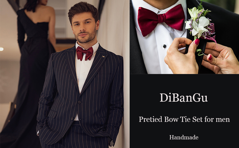 Шовковий крават-метелик DiBanGu з нагрудником та краватковою шпилькою. Комплект для вечірки, весілля, прому. Темно-фіолетовий колір