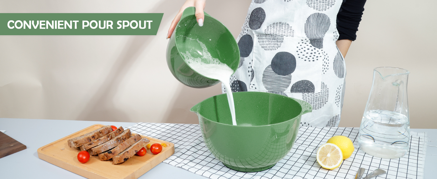 Набір мисок для змішування BoxedHome (4 шт.) - зелений, з нержавіючої сталі, з антиковзним покриттям, для салатів та сервірування