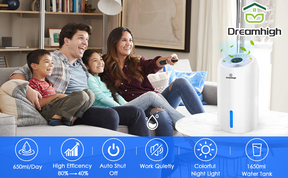 Електричний осушувач повітря Dreamhigh® 1.6L для ванної, підвалу, спальні (35 м²)