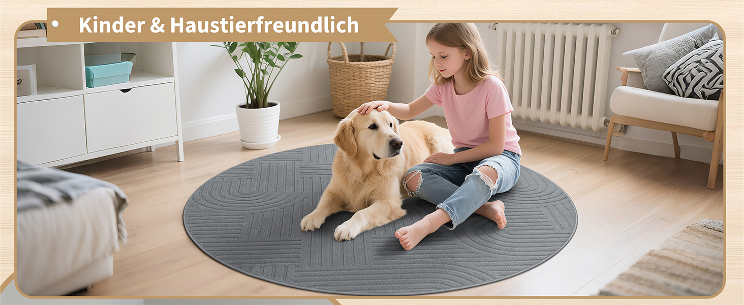 Килим для вітальні 160x230 см, великий пухнастий з коротким ворсом, миючий, сучасний, з 3D ефектом, нековзний, для їдальні, кухні, спальні (200 см круглий, сірий)