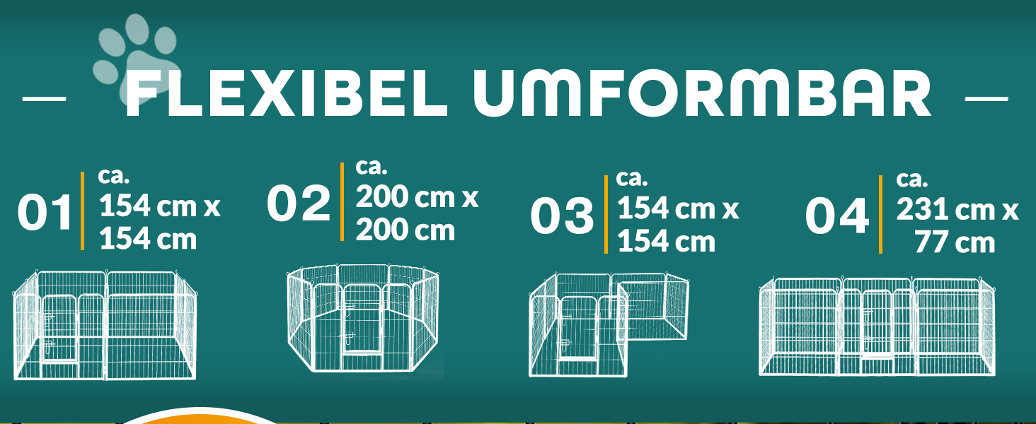 ТресКо® вольєр для цуценят 60 см, з дахом та анкерами | Вольєр для собак 8-секційний | Розкладний вольєр для собак з дверцятами | Збірка без інструментів | Вольєр для тварин, стійкий до погодних умов 77 x 60 см