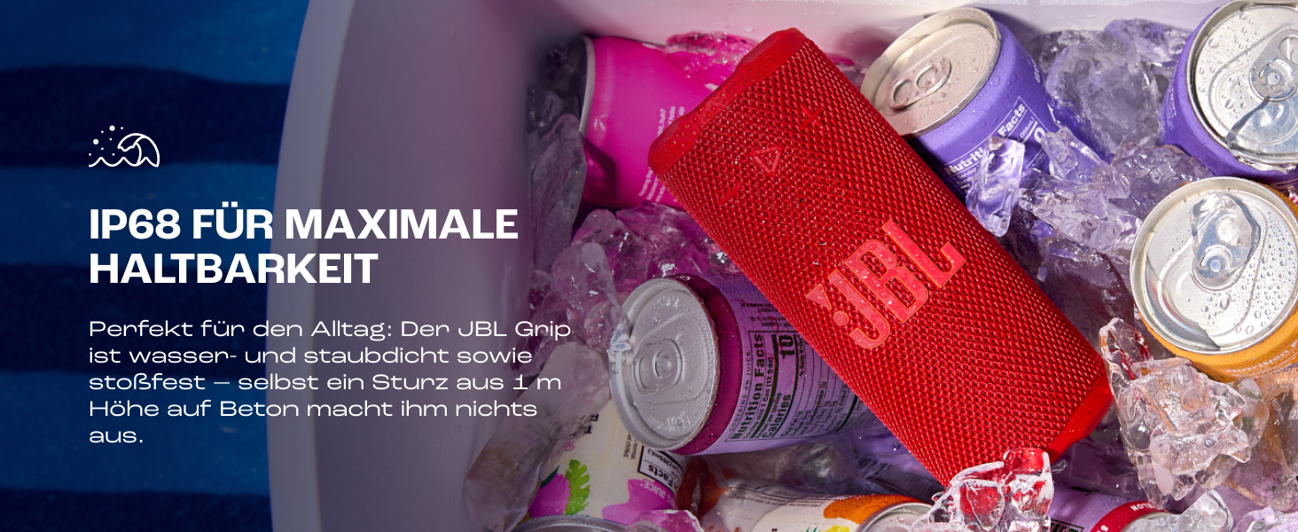 JBL Grip – Портативна Bluetooth колонка з AI Sound Boost, чорна. Водонепроникна (IP68), до 14 год роботи, підтримка Auracast