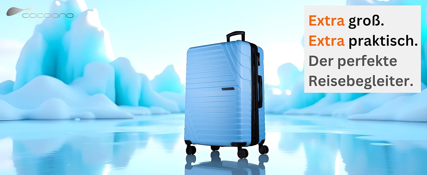 Валіза Cocoono Hartschalenkoffer XL блакитна – 95-104 л, 8 коліс, ABS, TSA, телескопічна ручка
