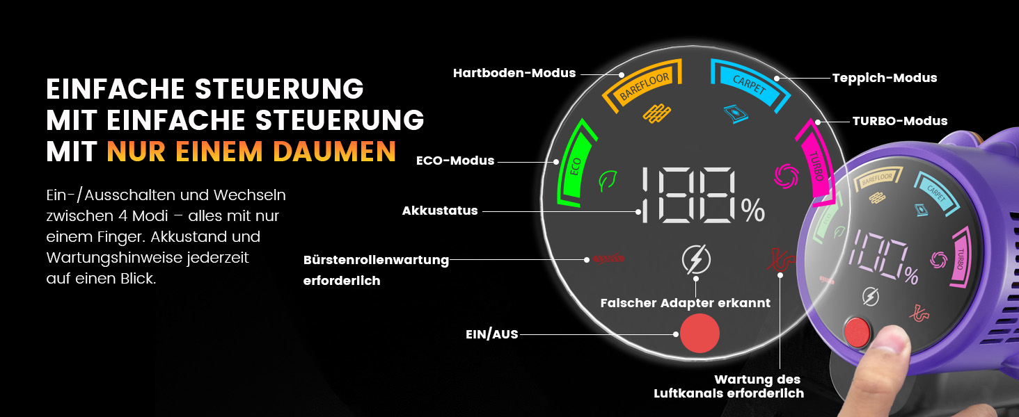 Бездротовий акумуляторний пилосос AlloyMove A05: 50000Pa, 550W, 80 хвилин, LED-дисплей, антизаплутана щітка, 7-ступенева фільтрація, для тварин, твердих поверхонь та килимів