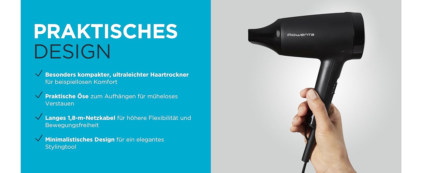 Фен Rowenta Express Style CV1811: 1900 Вт, іонізація, холодний струмінь, компактний дизайн