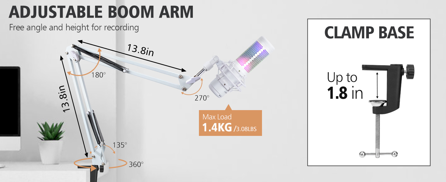 Підставка для мікрофона SUNMON для HyperX QuadCast та інших моделей, регульована, з адаптером 3/8' - 5/8', комплект з пінопластовим захистом