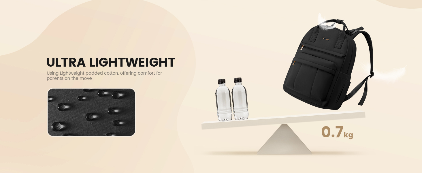 Рюкзак-переноска LOVEVOOK для мами та тата: рюкзак-сумка для догляду за дитиною з пеленальною підкладкою та ременями для дитячої коляски, чорний M