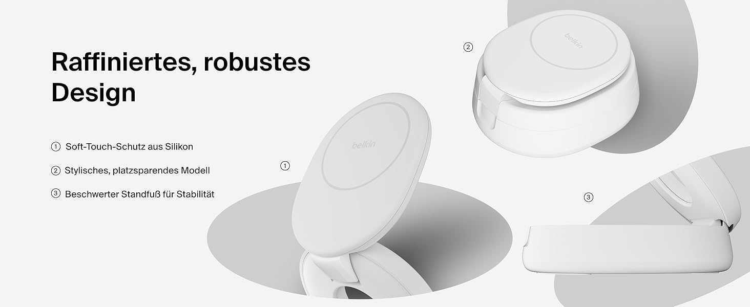 Бездротова зарядна станція 2-в-1 Belkin BoostCharge Qi2 15W MagSafe для iPhone 17, AirPods, Pixel, біла (з адаптером 30 Вт)