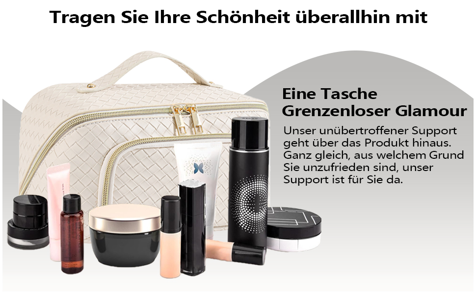 Косметичка для макіяжу велика водонепроникна з PU-шкіри, для подорожей, чорна вінтажна