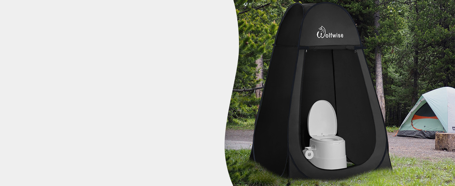 Portable Pop-Up Shower Toilet Privacy Tent - Outdoor Camping Toilet & Shower Cabin with Screen & Space for Hiking, Beach, and Travel (Black, L)