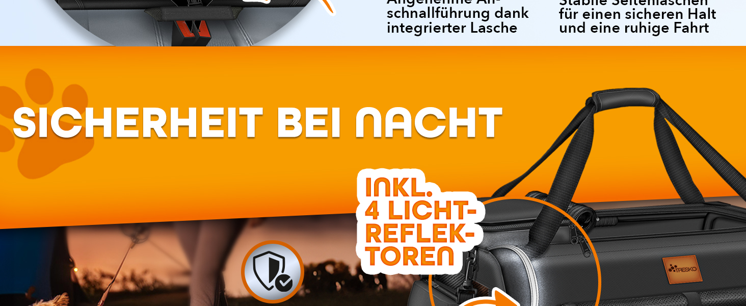 Транспортна переноска для собак та котів TRESKO® S (50x34x34 см) з підкладкою, шпателем та відбивачами | Переноска для собак та котів | Міцна переноска для собак, сіра