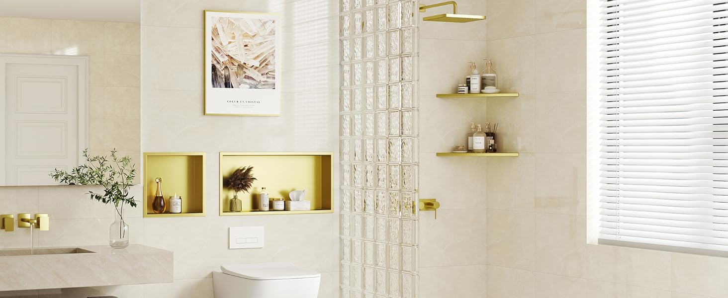 Neodrain Corner Shower Shelf Stainless Steel Shower Shelf Single Shelf Storage for Bathroom 45 x 30 cm, Brushed