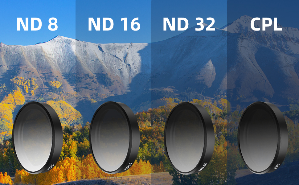 Набір фільтрів ND/CPL для DJI Osmo Action 4/5/3 Pro: ND8/ND16/ND32/CPL