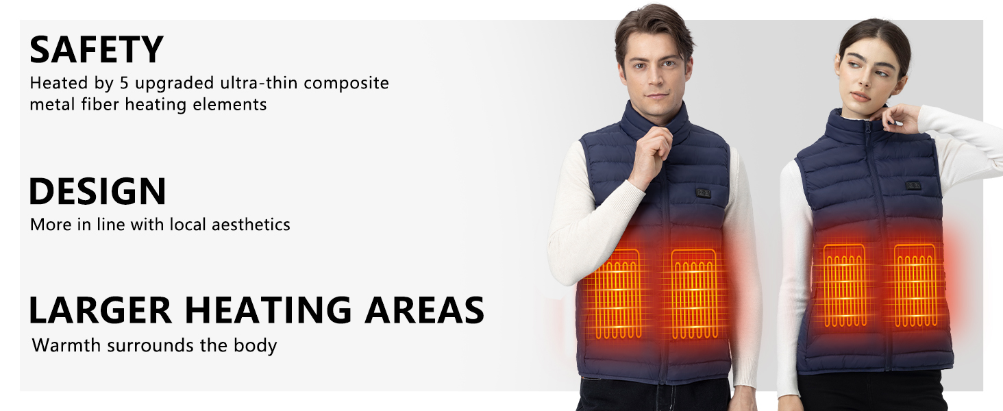 Обогревна жилетка для чоловіків: тепла зимова жилетка з акумулятором 5V 10000 mAh, 3 режими температури, придатна для прання, для активного відпочинку (XL, Синій)