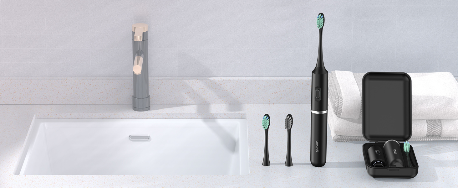 Електрична зубна щітка VOYOR-HEALTH ET410 Black: 5 режимів, для подорожей, USB-зарядка