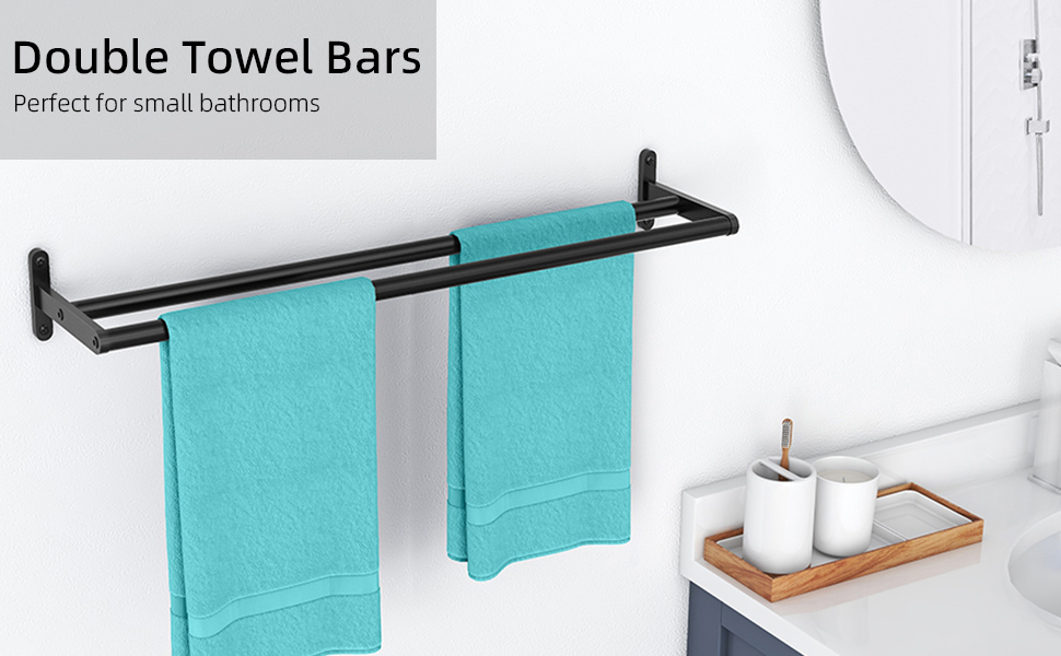 Тримач для рушників YUMORE, подвійний, з нержавіючої сталі, 80 см, чорний