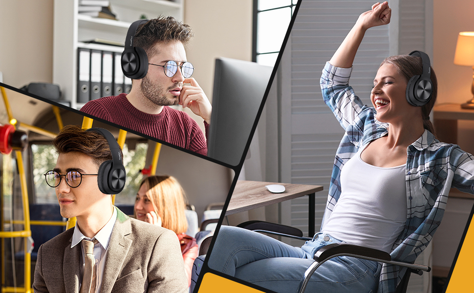 Bluetooth навушники TuneFlux Over Ear: 80 годин роботи, 3 режими EQ, HiFi Stereo, мікрофон, чорний