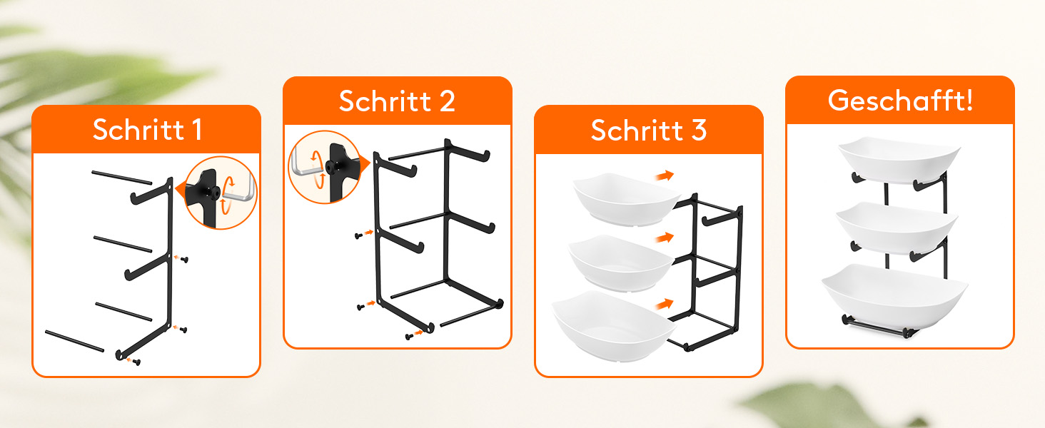 Підставка для фруктів та закусок Lifewit з 3 ярусами, біла, для буфетів, фруктів, снеків, овочів, тістечок, десертів, чорна