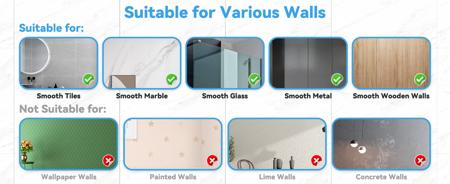 Полиця для душу без свердління, 6 шт. Настінна полиця для ванної кімнати з тримачем для фену та гачками, полиця для душу з нержавіючої сталі, органайзер для ванної кімнати та кухні сірого кольору (2-прозорий)