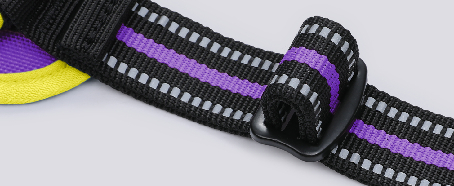 Нагрудник для собак Rabbitgoo середнього розміру, анти-тяга, регульований, для великих собак, дихаючий, зі світловідбиваючими смугами, безпечне керування, L (фіолетовий+жовтий, упаковка з 1 шт.)