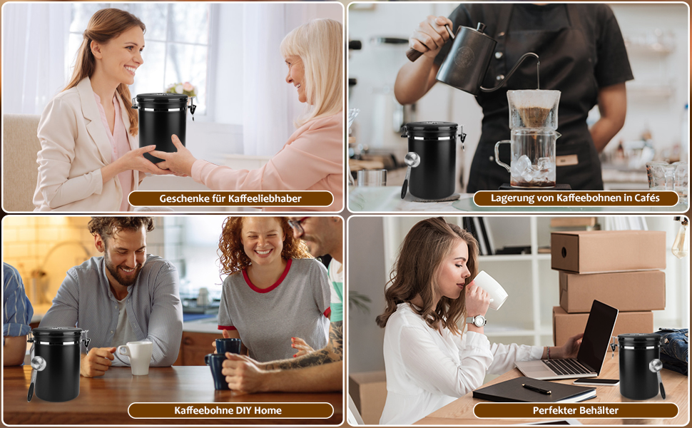 Кавовий контейнер ZONJIE 2.8л з нержавіючої сталі, вакуумний, з CO2-вентилем та датчиком дати, для 1 кг кавових зерен