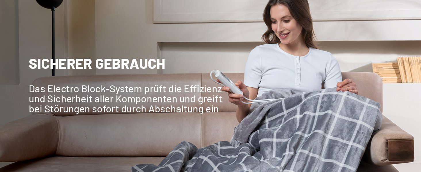 Електрична ковдра Imetec Adapto Velvet Square - 150x95 см, тепла та м'яка, 6 температур, швидкий нагрів, безпечна, пральна