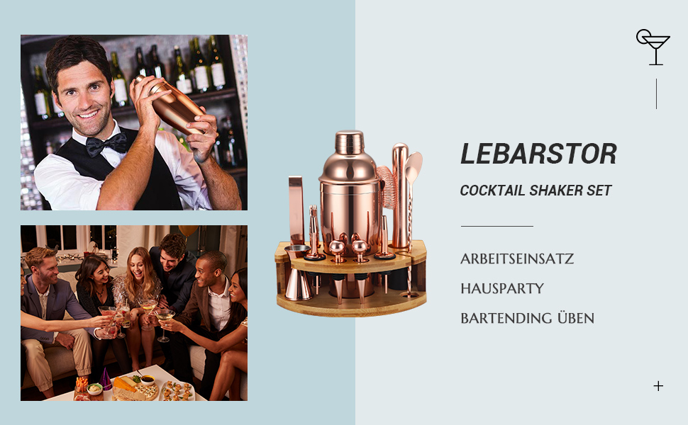 Cocktail Shaker Set, 12-Piece Stainless Steel Bar Accessory Set, 750ml Shaker Bartender Set with Stand, Ideal Cocktail Machine Bartender Set for the Home Bar (Rose Gold)