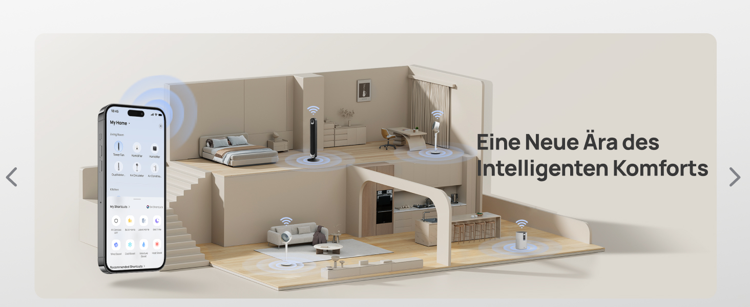 Дрео розумний вентилятор з мотором DC 20dB, 11 м дальность, з пультом керування, 9 режимів, 4 моди, 90° осциляція, голосове керування, таймер 12H, Wi-Fi, для спальні